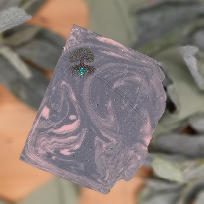 black and pink swirl in this hemp soap bar. 