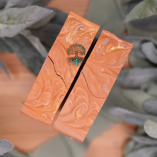 Os hemp soap bars, gold tops with a grey bar.