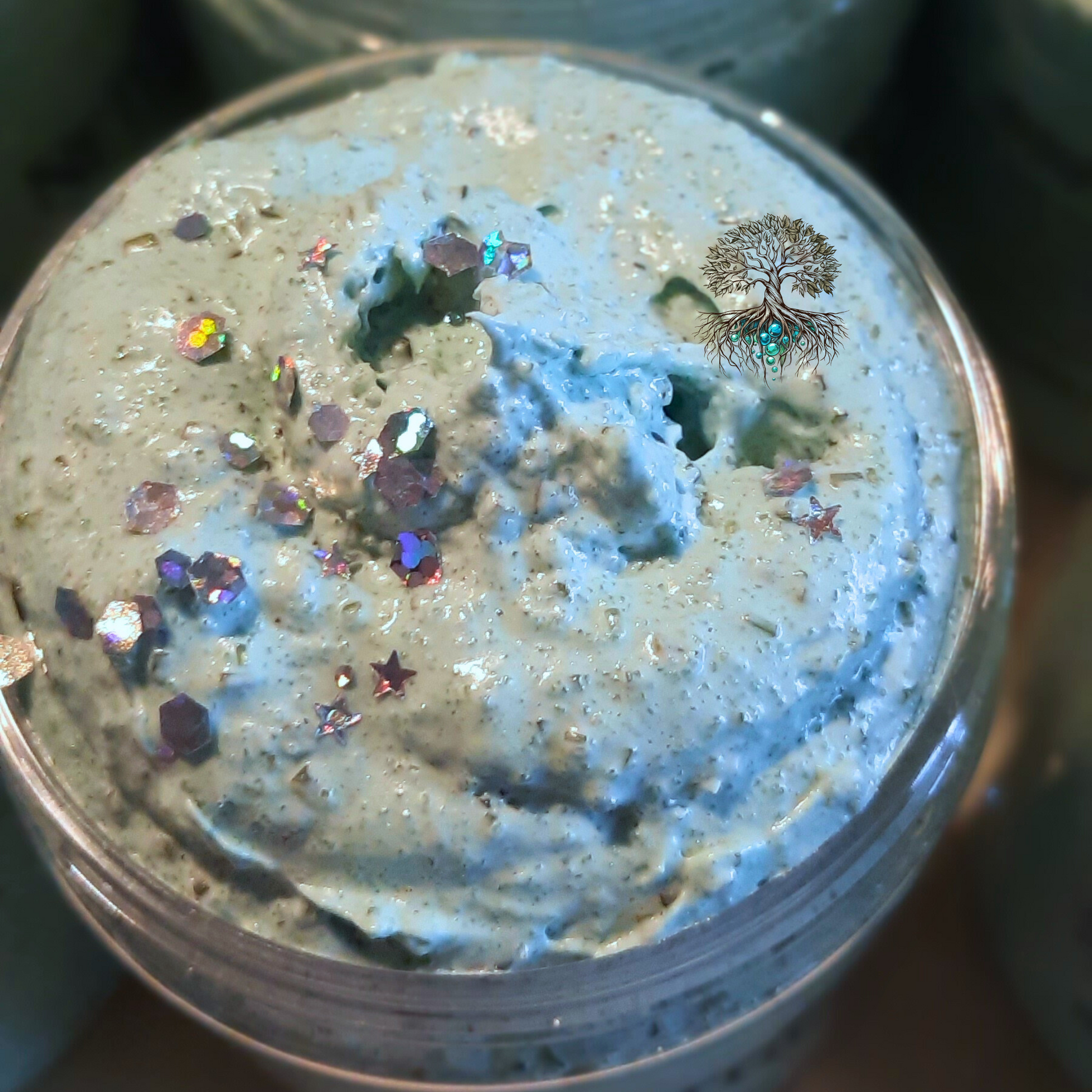 hemp sugar scrub with biodegradable glitter